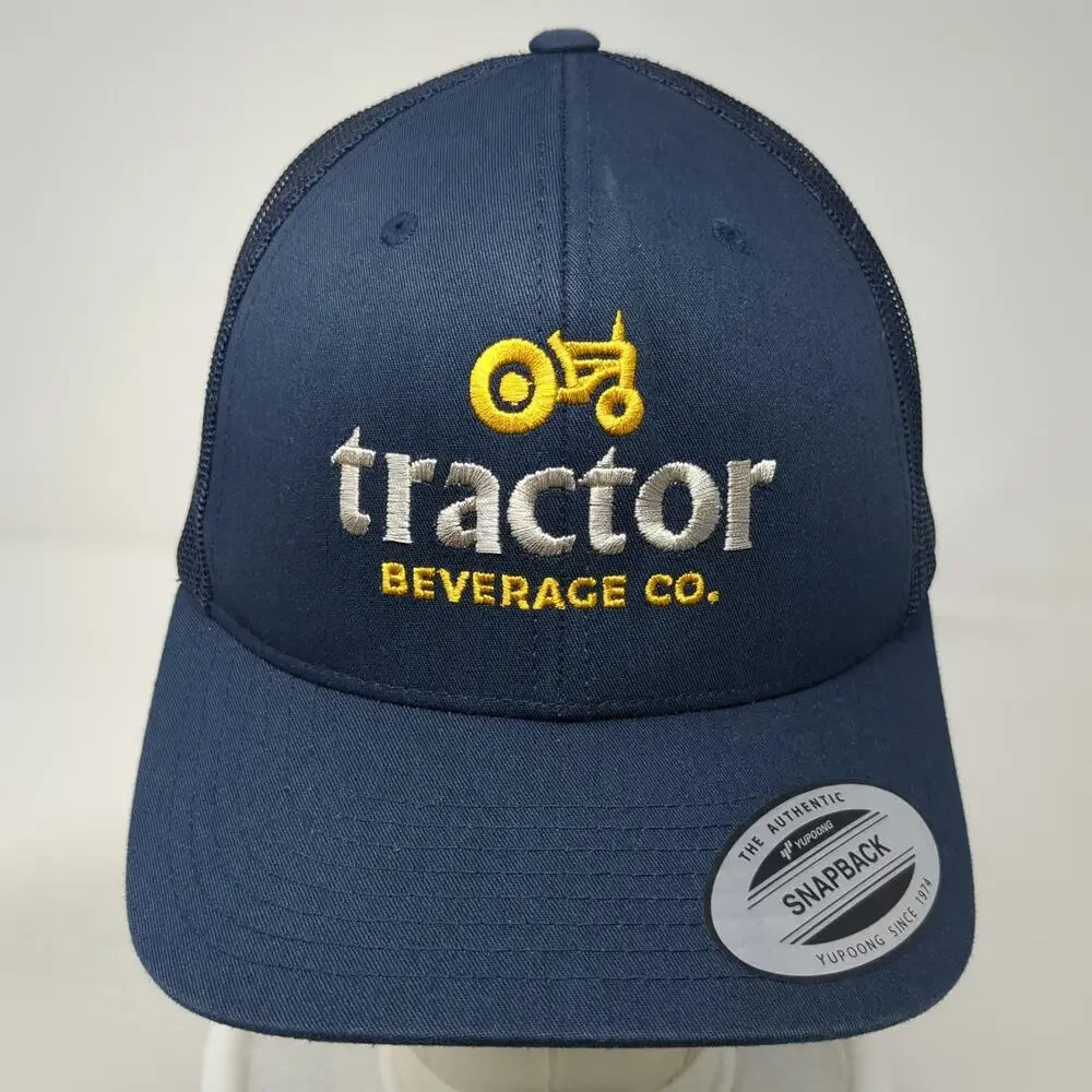 Yupoong Trucker Hat Blue One Size Tractor Beverage Co Logo Mesh Snapback